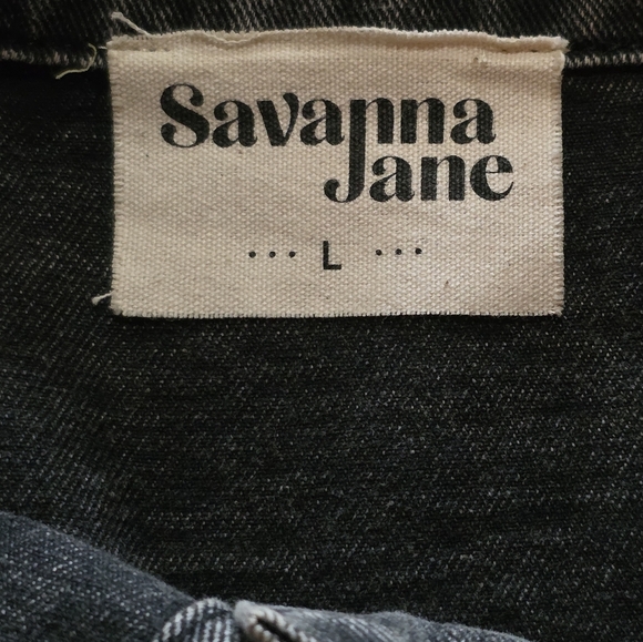 Savanna Jane Rhinestone Fringe Black Acid Wash Cropped Denim Jacket L Maximalism - Picture 5 of 7